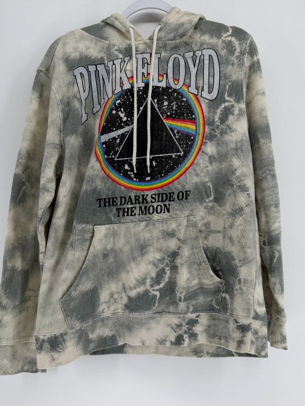 Men's Size Large Pink Floyd Dark Side Of The Moon Tie Dye Hoodie Sweatshirt